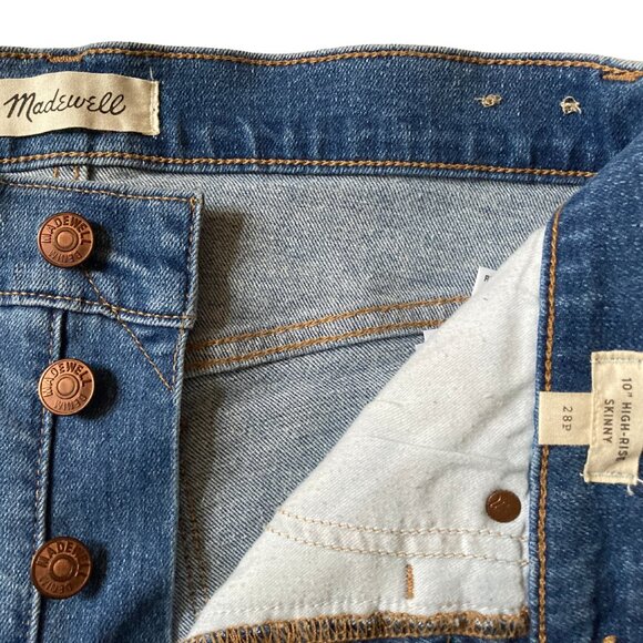 Madewell 10" High Rise Skinny Button Front Jeans 28P - Picture 2 of 5